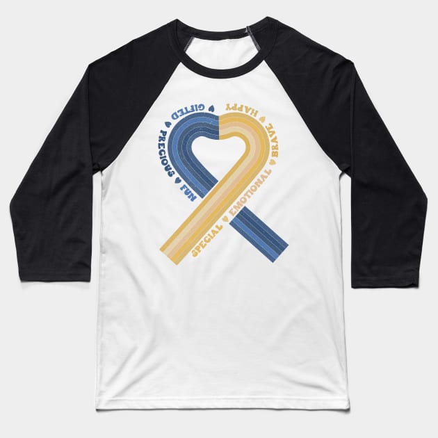 Down Syndrome Awareness Ribbon Baseball T-Shirt by Mastilo Designs